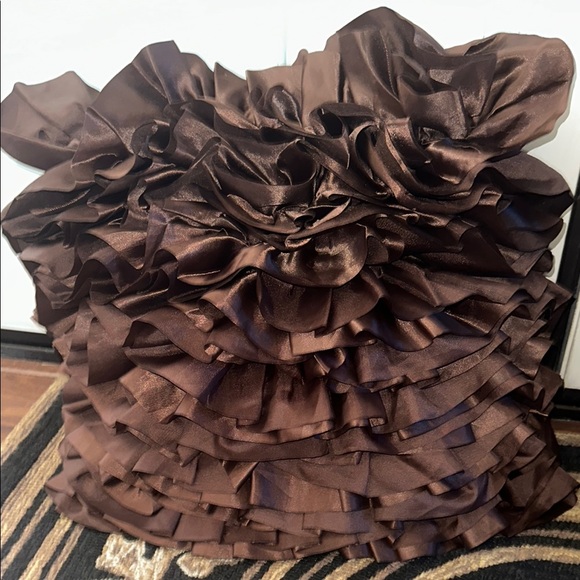 Pier 1 Brown Ruffled Throw Pillows - 2 - Picture 2 of 7